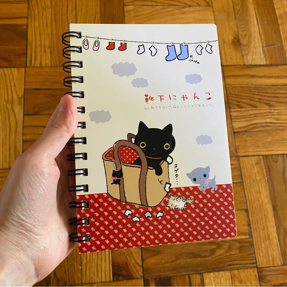 Kawaii Cat Print Small Spiral Notebook with Lined Pages